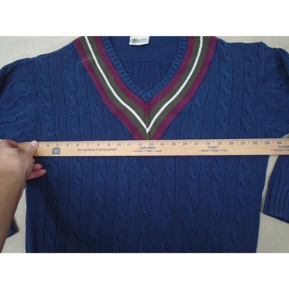 VTG Pebble Beach Men's L Cable Knit Varsity Sweater Chunky Golf Preppy Grandpa - Picture 4 of 9